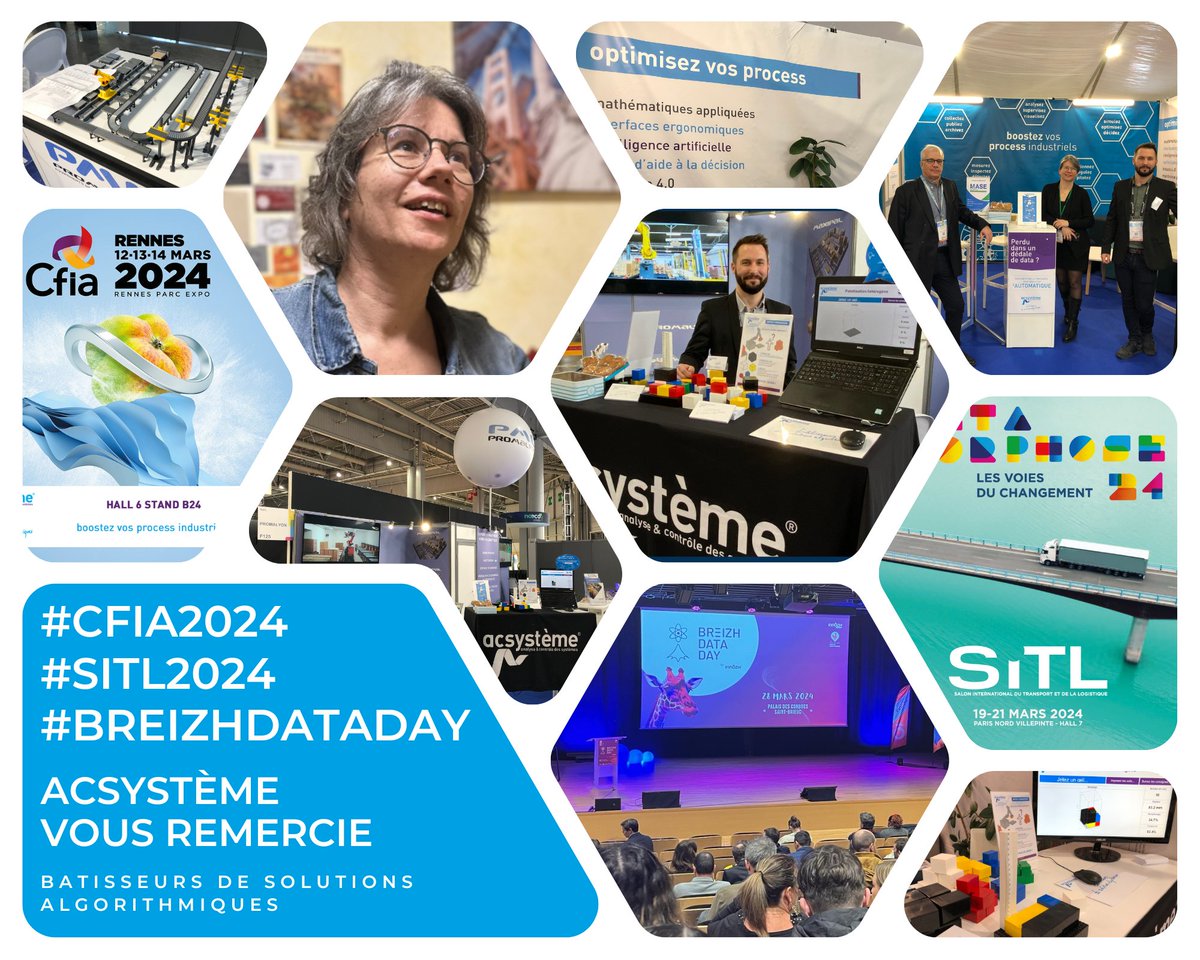 Un mois chargé en salons avec le <a href="/CFIAexpo/">CFIA Expo</a>, le <a href="/SITLofficiel/">SITL</a> et enfin #BreizhDataDay ! 

De belles rencontres, pour échanger autour de vos besoins en #optimisation et en #ordonnancement. 

Merci pour toutes ces discussions #palettisation #outilaideàladecision