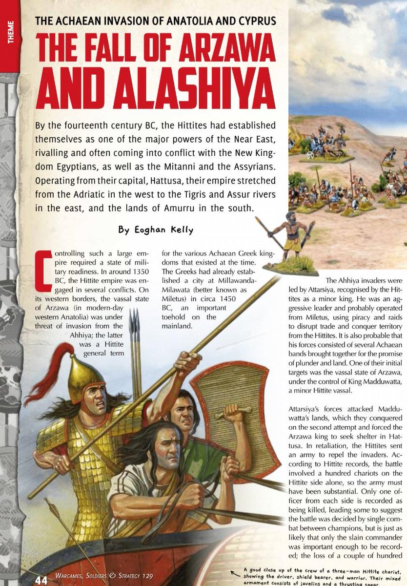 The Hittites ruled a large empire in the Near East. This inevitably brought them into conflict with the Achaean Greeks, with whom they fought a battle in circa 1450 over the city of Enkomi. Interested in how to wargame this battle? Check out WSS 129: karwansaraypublishers.com/products/warga…