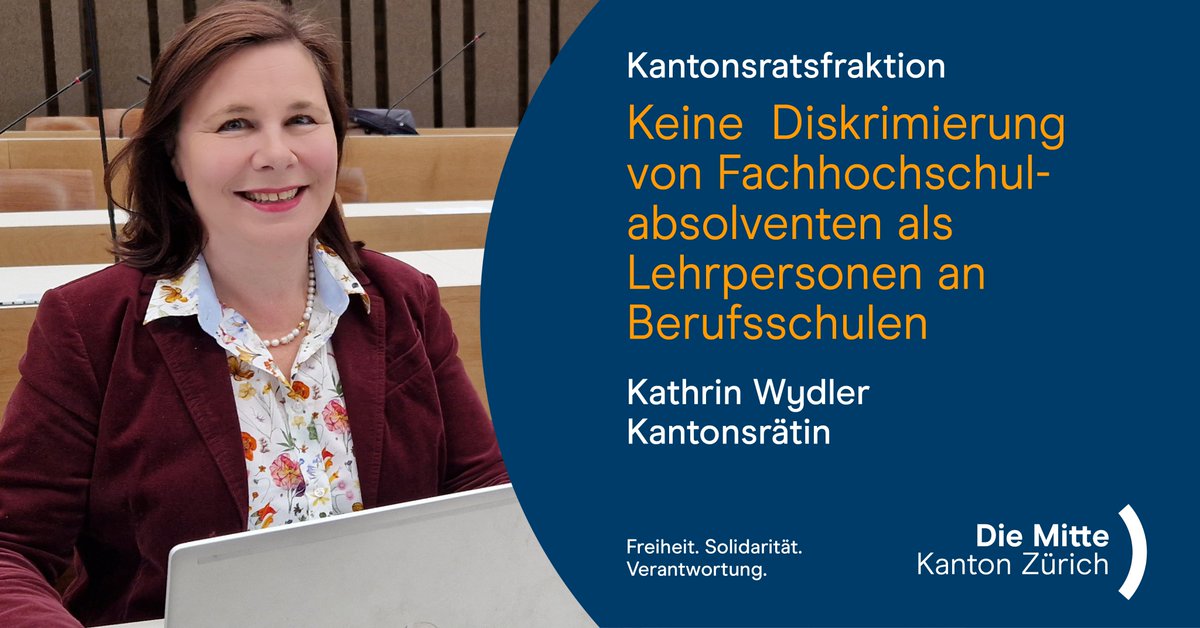 Heute wurde im Kantonsrat darüber diskutiert, Lehrkräfte mit Fachhochschulabschluss bezüglich der Anstellung und Tätigkeit an Berufs- und Berufsmittelschulen Lehrkräften mit universitärem Abschluss gleichzustellen. Mehr dazu im aktuellen Newsletter: zh.die-mitte.ch/gleiche-moegli…