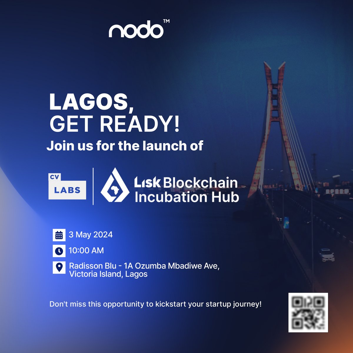 🚨 Calling all blockchain enthusiasts in Lagos! 🚨

Get ready for an electrifying evening of blockchain innovation at Radisson Blu on May 3rd! 🎉

@LiskHQ  and @CV_Labs have launched the Lisk Incubation Hub, dedicated to empowering the next generation of African #Web3 startups.…