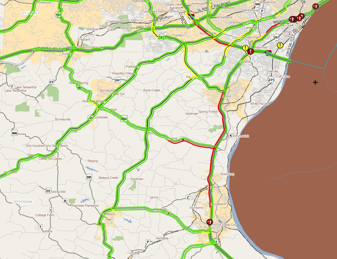 Watch out for heavy traffic on southbound I-55 from mm 191 at Arnold in Jefferson County for the next 15 miles. Check the Traveler Information Map for the latest traffic conditions: traveler.modot.org/map/ #MOEclipse24 #Eclipse24