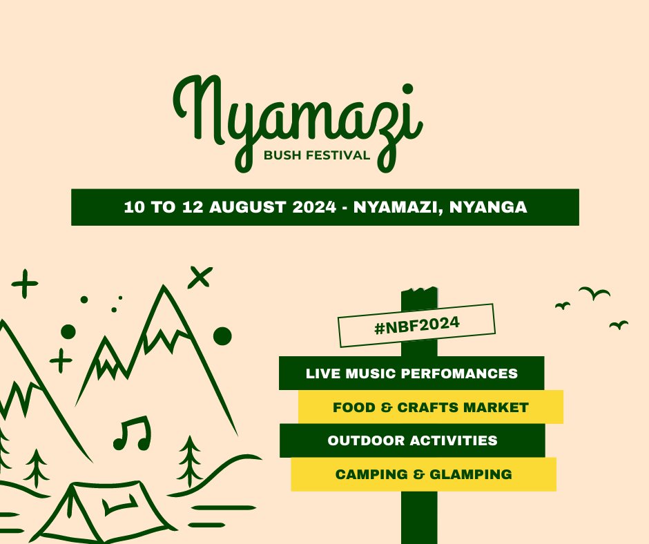 Get ready to experience the ultimate fusion of live music, delicious food and exhilarating activities at the Nyamazi Bush Festival 2024!🎶🍔⛺️ Enjoy 2 days in the great outdoors, creating unforgettable memories. Stay tuned for artist lineup, packages and ticket sales! #NBF2024.