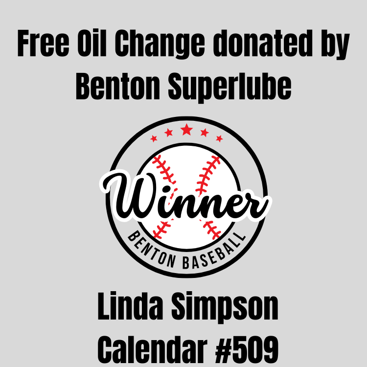 btownbaseball1's tweet photo. Today's winner of a free oil change donated by Benton Superlube is Linda Simpson! Congratulations Linda!! https://t.co/PQxAnE0NIc