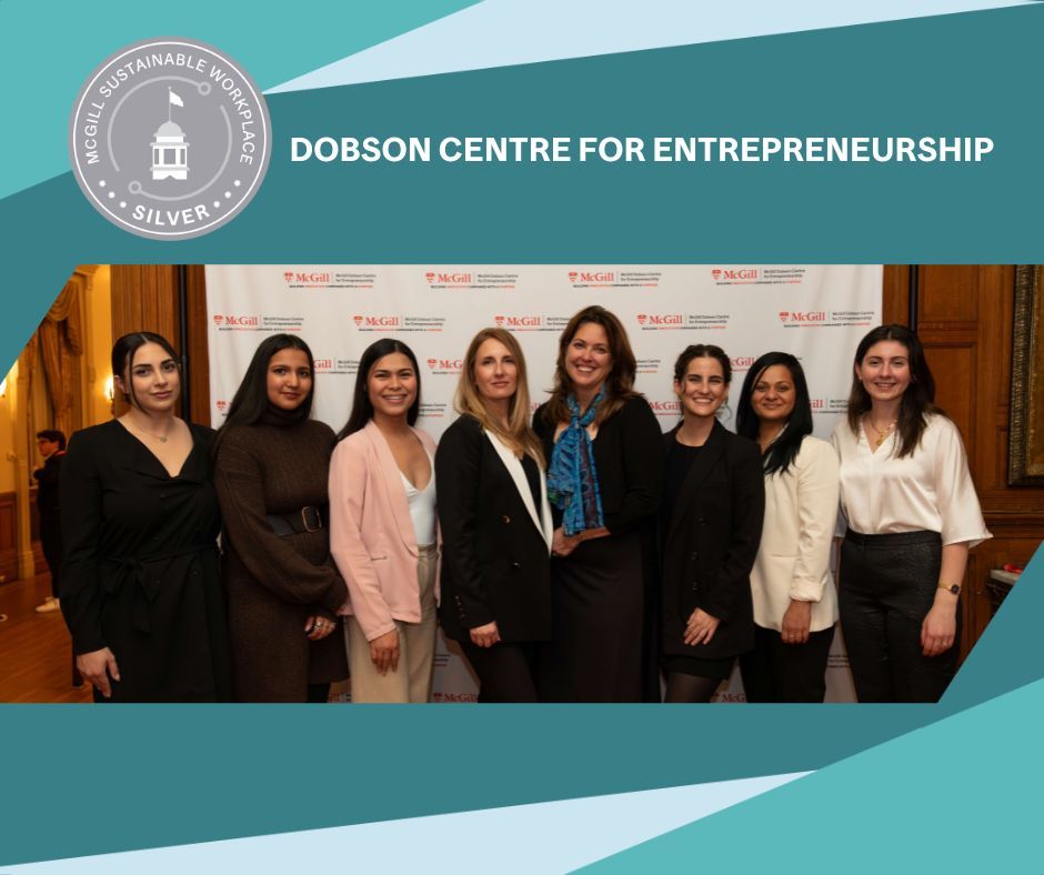 Congratulations to the Dobson Centre for Entrepreneurship for achieving Silver-level Sustainable Workplace Certification! Find out how you and your colleagues can work together to make your McGill University office more sustainable: buff.ly/3ZIkSxV