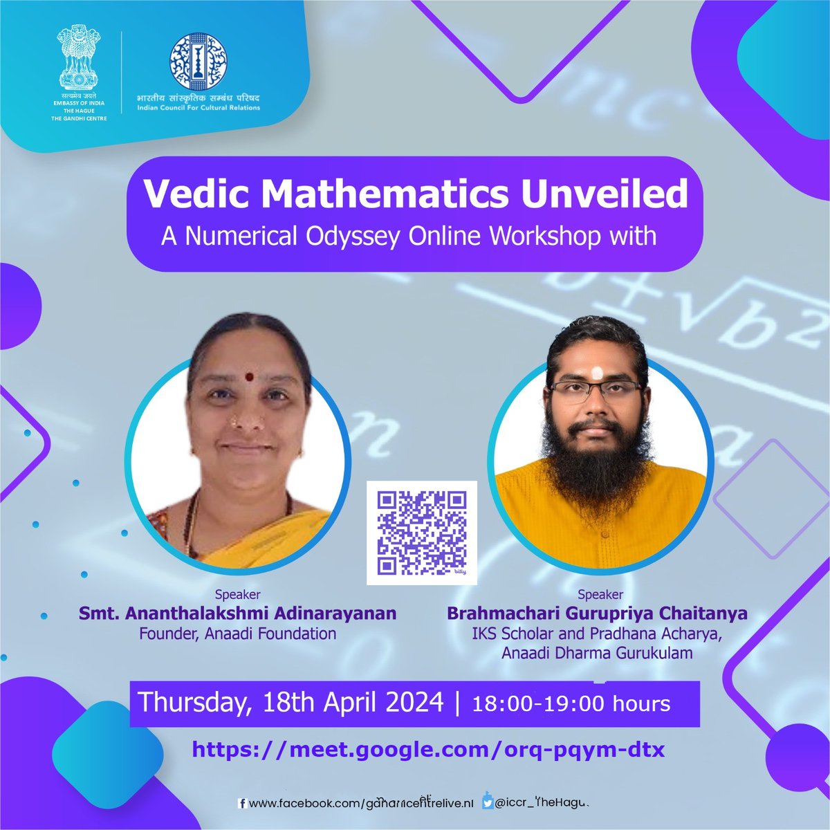 Join us for an Online workshop on the basics of Vedic Mathematics on Thursday, April 18 from 18:00 – 19:00 hrs CET! Discover the ancient techniques and shortcuts used by scholars in India centuries ago. Join via: meet.google.com/orq-pqym-dtx