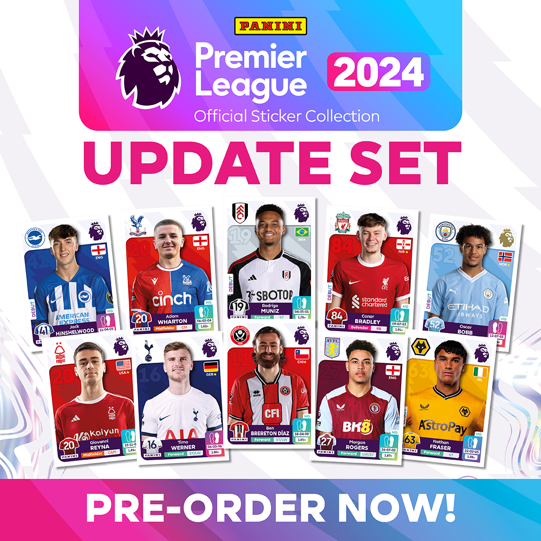 PRE-ORDER NOW AVAILABLE!! Panini Premier League Official Sticker Collection 2024 Update Set - includes 48 stickers to complete your collection 👉 bit.ly/3PSCvbY Orders will be sent from next week! #gotgotneed #football #collectibles
