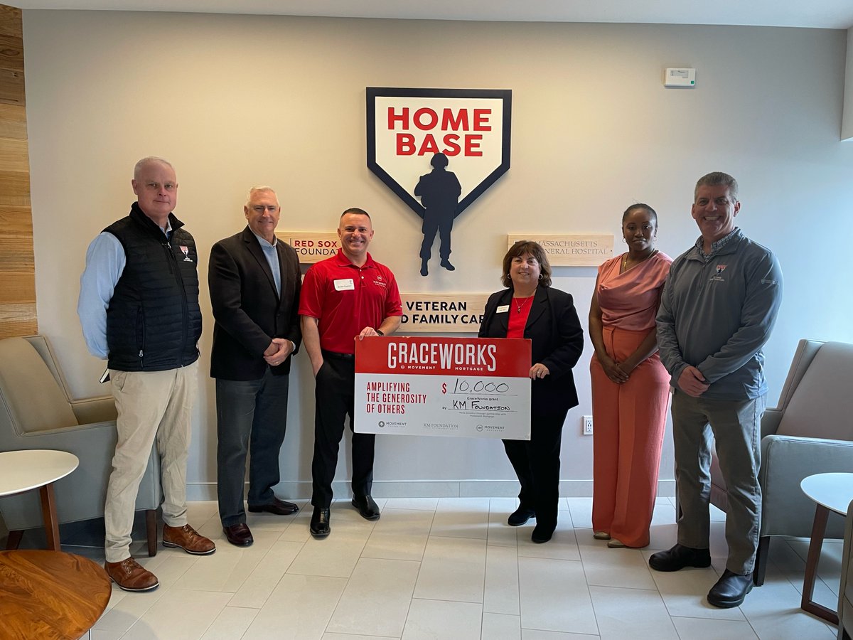 Thanks to Shawn Cavalieri of Movement Mortgage for nominating Home Base for a $10,000 winning GraceWorks grant, which was presented alongside Linda Bunce on behalf of Movement’s partnership with the KM Foundation last week at our National Center of Excellence in Charlestown, MA.