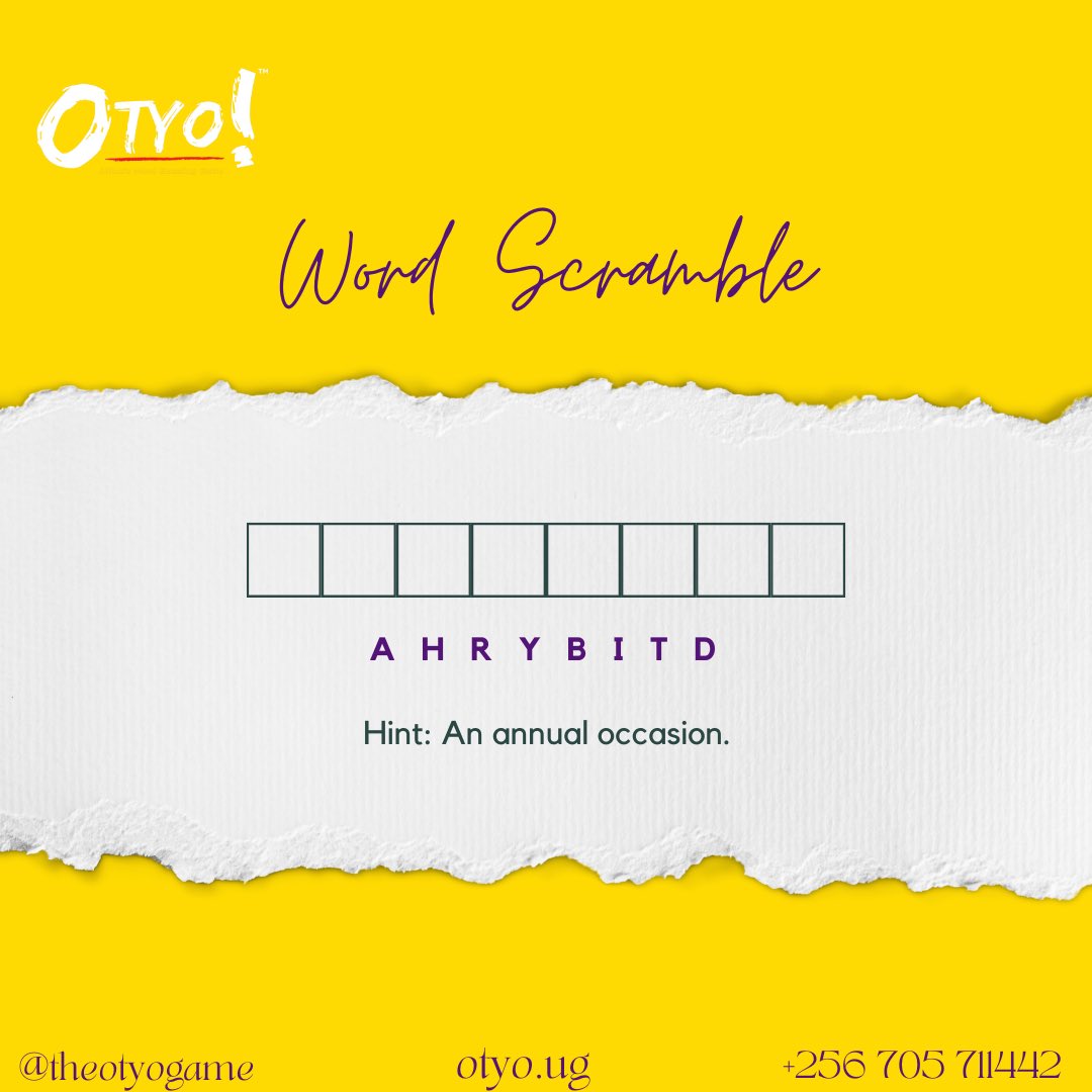 Unscramble in the comment section!

#theotyogame #wordoftheweek #Africangame #wordgame #scramble #guesstheword #happynewweek