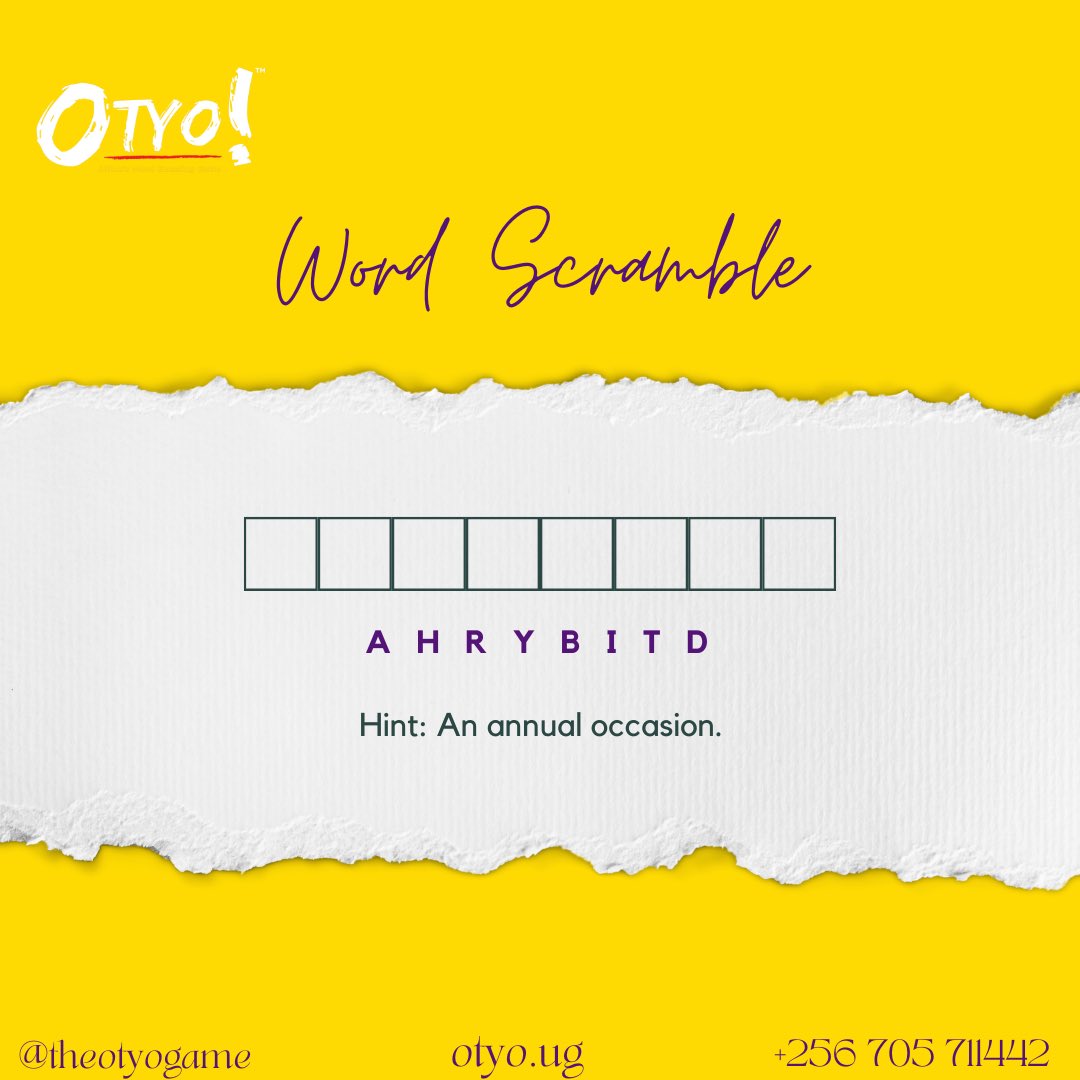 TheOtyoGame's tweet image. Unscramble in the comment section!

#theotyogame #wordoftheweek #Africangame #wordgame #scramble #guesstheword #happynewweek