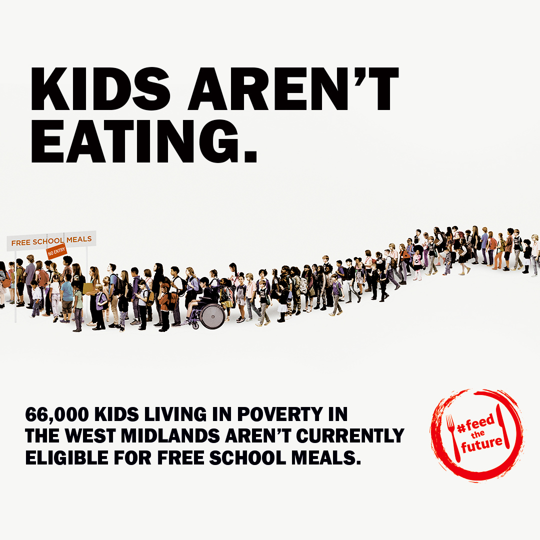 66,000 children living in poverty in the West Midlands are missing out on #FreeSchoolMeals.

We are supporting @Food_Foundation and #FeedtheFuture in calling for an end to the school meals postcode lottery. Show your support here! ➡️ bit.ly/3rlmvWK

#FeedWestMidsKids