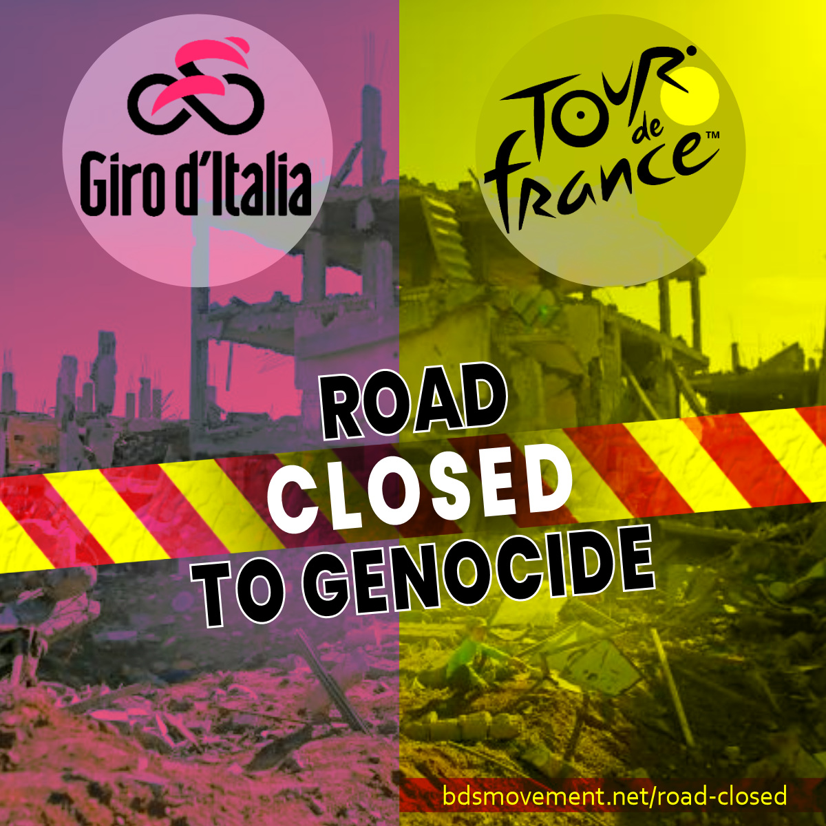 Palestinians call for more protests than ever against participation of Israeli gov-sponsored team in the @girodItalia & @letour de France cycling races. Make sure the road is closed to genocide. loom.ly/7ElbhAI #GazaGenocide #RoadClosedToGenocide #GirodItalia @TDF2024