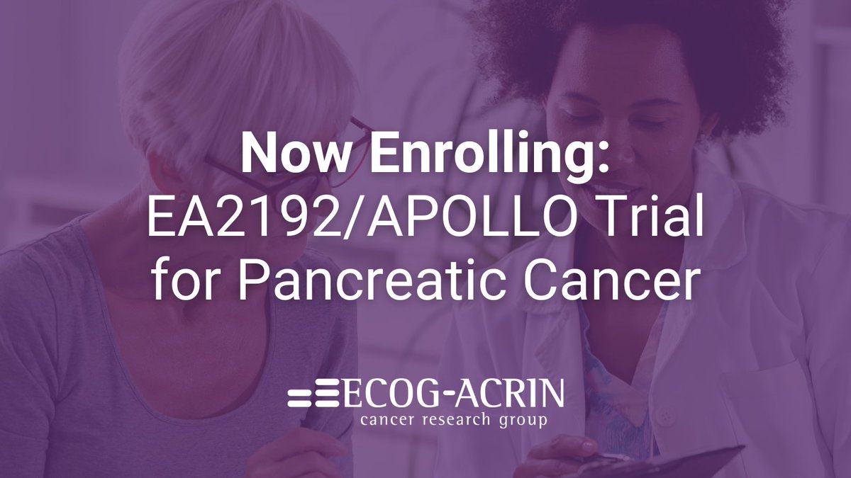 Learn about the EA2192/APOLLO study, treating patients with #PancreaticCancer that has been surgically removed and has a BRCA1, BRCA2, or PALB2 mutation. More information: bit.ly/apollo-trial #pancsm #pancaware