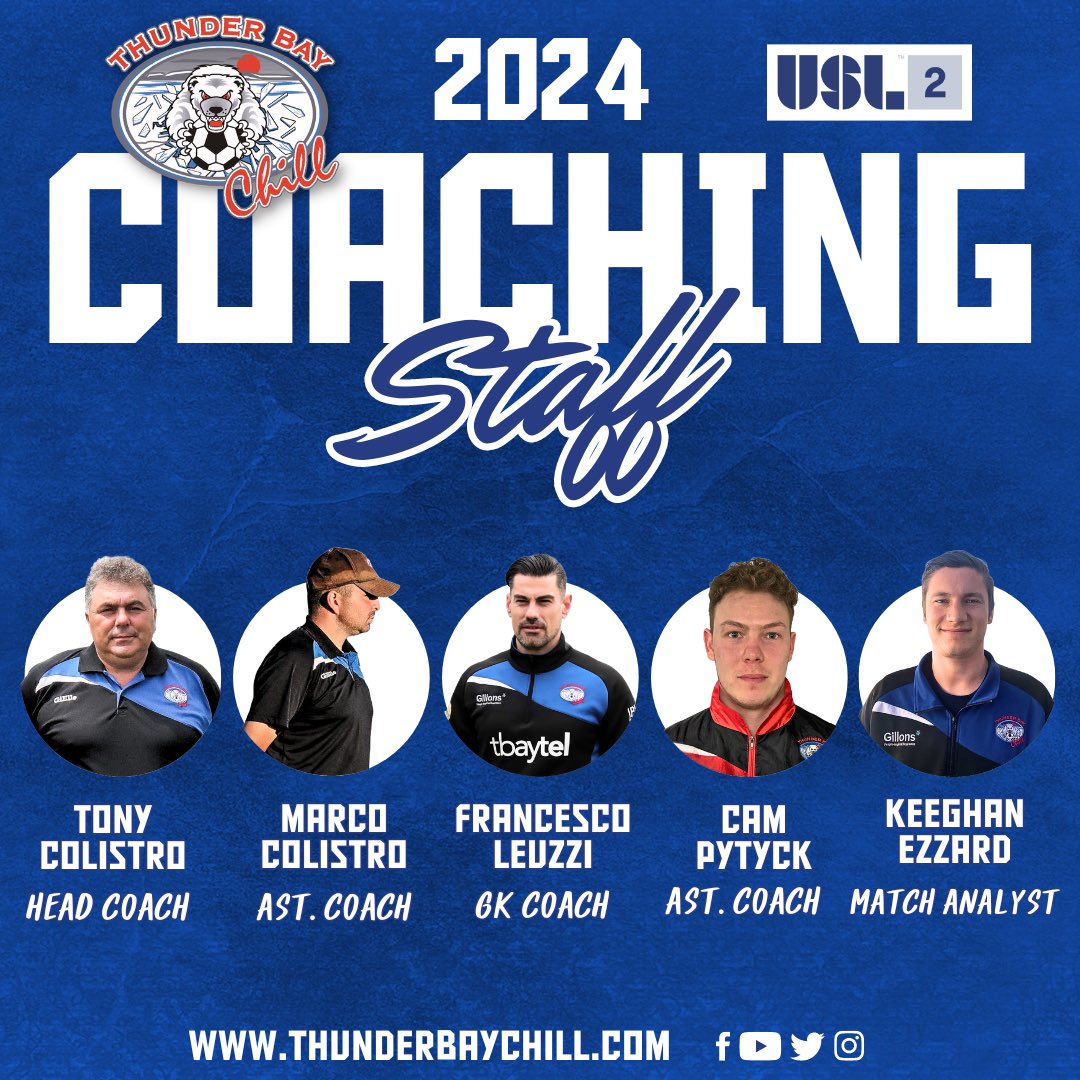 Introducing our coaching staff for the upcoming 2024 USL2 season! 👉🏻 Tony Colistro returns to lead the team for another successful season, bringing his wealth of knowledge and experience to the field. 🧠⚽️ 👉🏻 Francesco Leuzzi resumes his role as the esteemed Goalkeeper Coach,