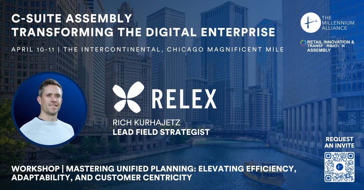 Join us at the Retail Innovation & Transportation Assembly on April 10-11, hosted by Millennium Alliance! RELEX is proud to sponsor this event. Meet our lead field strategist, Rich Kurhajetz, a featured speaker discussing the latest supply chain and retail trends. See you there!