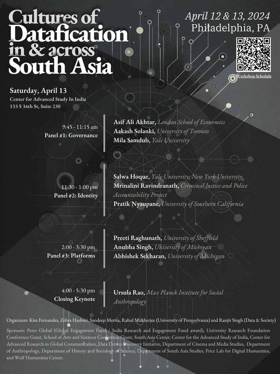 Sandeep Mertia (@sandeepmertia) on Twitter photo Featuring workshop presentations by Asif Ali Akhtar, <a href="/theplaa/">aakash solanki</a> <a href="/bulletprooflama/">Mila T Samdub</a> <a href="/SalwaHoque/">Salwa Hoque</a> <a href="/MrinRa/">Mrinalini Ravindranath</a> <a href="/PNyau9/">Pratik Nyaupane</a>, Preeti Raghunath, <a href="/AnubhaUsha/">Anubha Singh</a> <a href="/Abhishek_s03/">Abhishek Sangolli</a>
Full program: bit.ly/DataficationWo… Featuring workshop presentations by Asif Ali Akhtar, <a href="/theplaa/">aakash solanki</a> <a href="/bulletprooflama/">Mila T Samdub</a> <a href="/SalwaHoque/">Salwa Hoque</a> <a href="/MrinRa/">Mrinalini Ravindranath</a> <a href="/PNyau9/">Pratik Nyaupane</a>, Preeti Raghunath, <a href="/AnubhaUsha/">Anubha Singh</a> <a href="/Abhishek_s03/">Abhishek Sangolli</a>
Full program: bit.ly/DataficationWo…