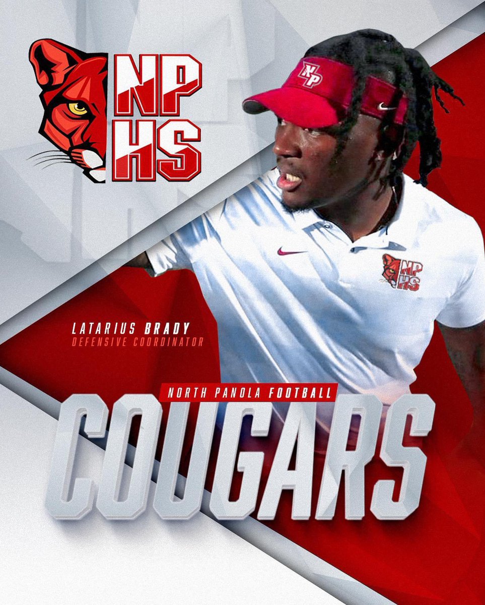 Ok Cougar Nation let’s welcome our new Defensive Coordinator Latarius Brady ‼️Welcome to the North Coach Brady ‼️🔴⚪️🔴⚪️ #weareNP #cougarnation