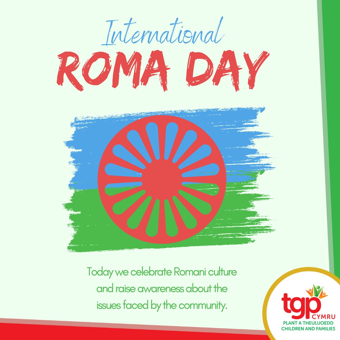 Happy International Roma Day! Today we celebrate Romani culture and raise awareness about the issues faced by the community. It is worth following the fantastic work done by our @TravellingAhead team. Learn more about the team here -> tgpcymru.org.uk/what-we-do/tra…