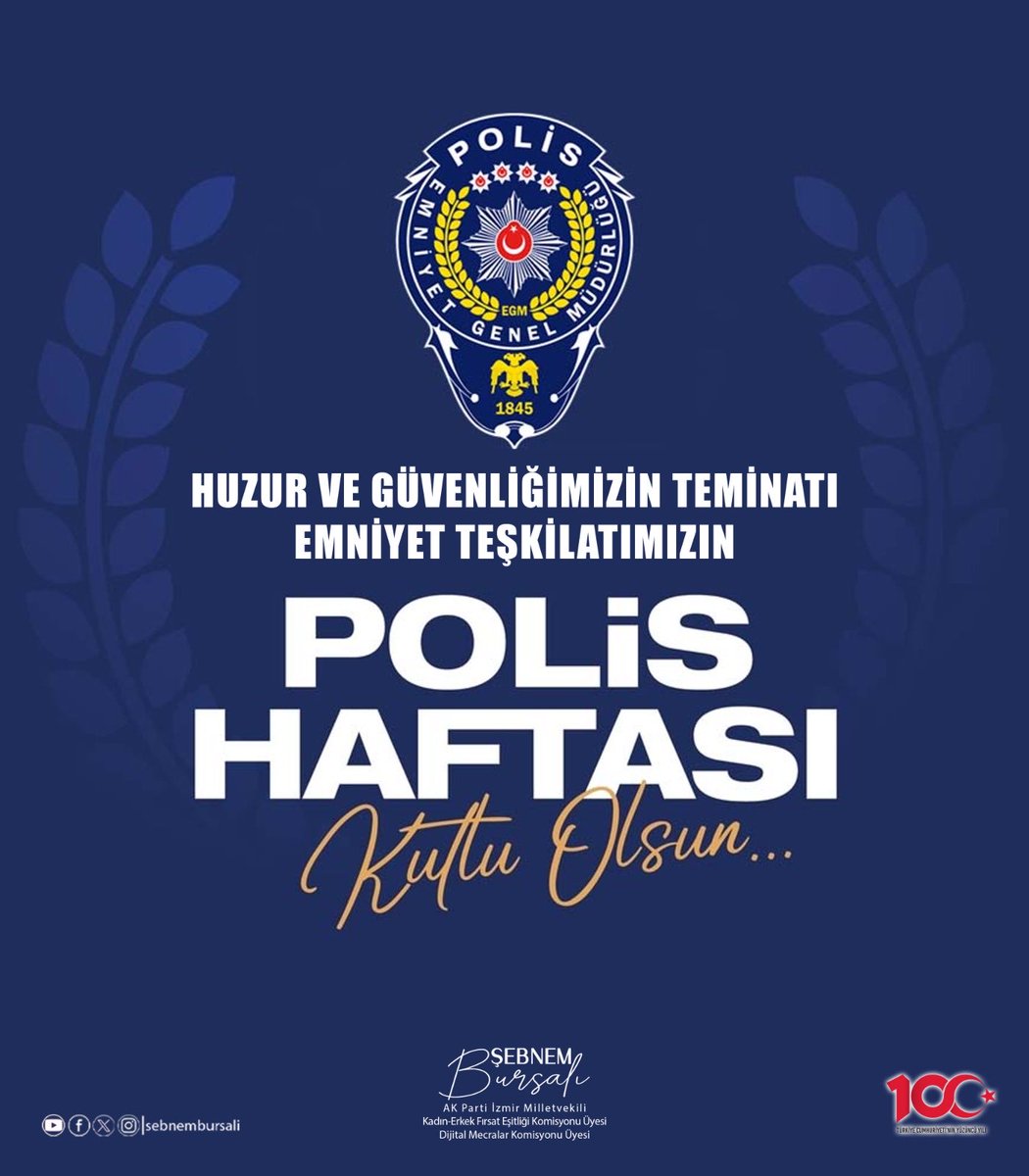 ▪️Toplumumuzun huzur ve güvenliğinin teminatı; fedakar ve kahraman emniyet teşkilatımızın Polis Haftası'nı tebrik ederim.