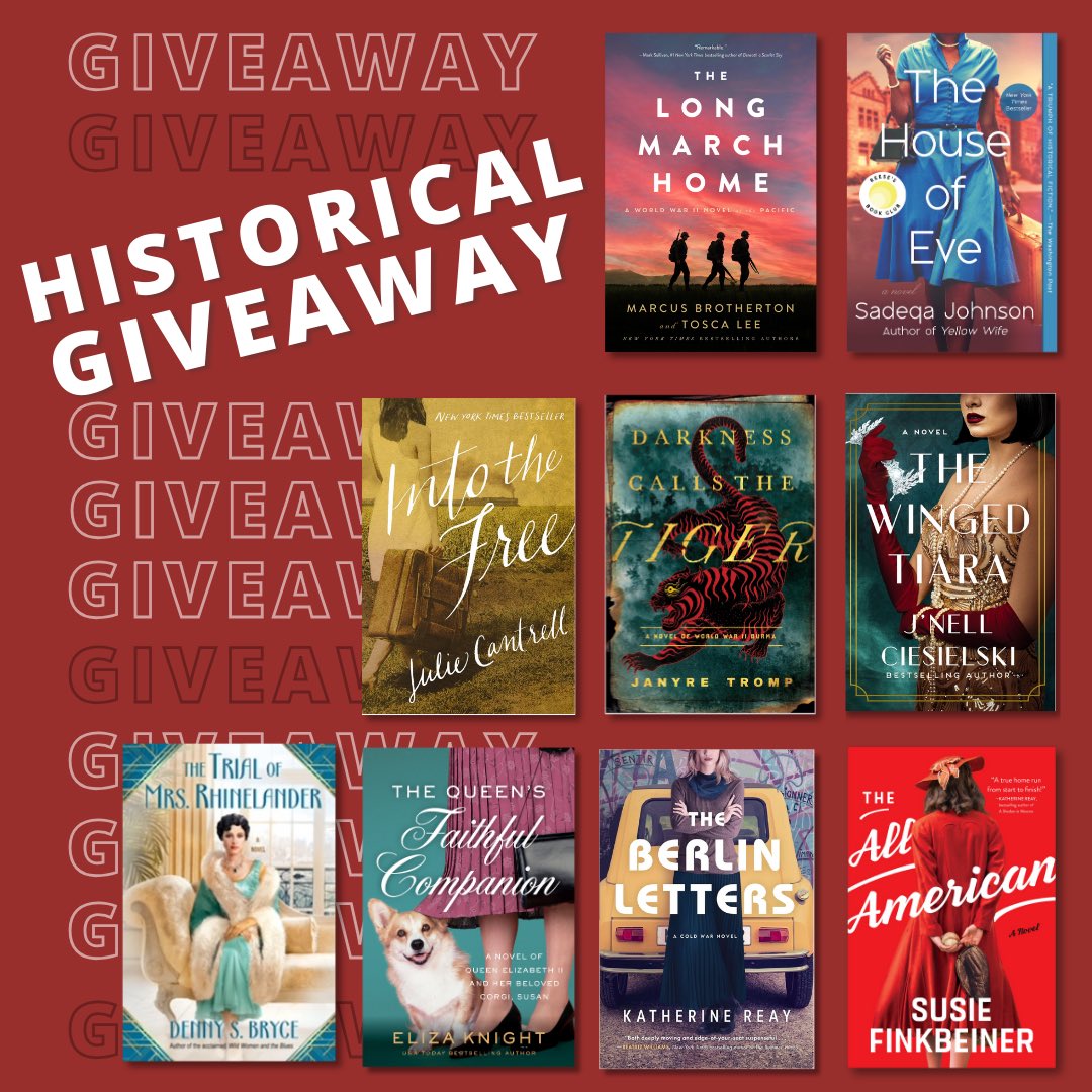 ☘️ HUGE HISTORICAL FICTION GIVEAWAY! Enter to win NINE historical novels from authors you love and others who will soon be on your must-read list! Enter here: bit.ly/2024HFGiveaway @ToscaLee @JulieCantrell @Sadeqasays @SusieFinkbeiner @ElizaKnight @JanyreTromp