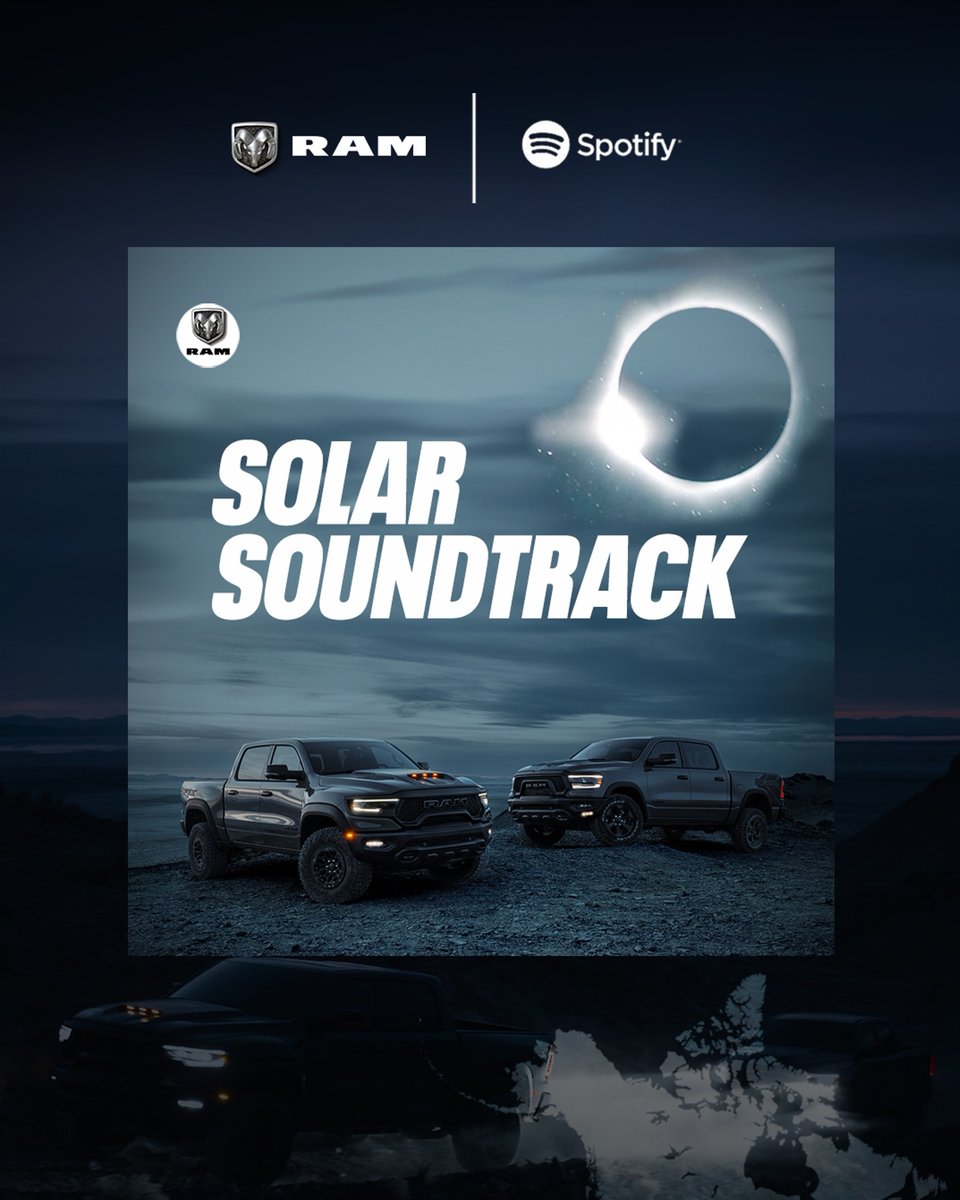 On the road for the ultimate eclipse adventure? Get in the solar spirit with our eclipse-themed playlist: spoti.fi/3U8cRCr #RamTrucks #SolarEclipse