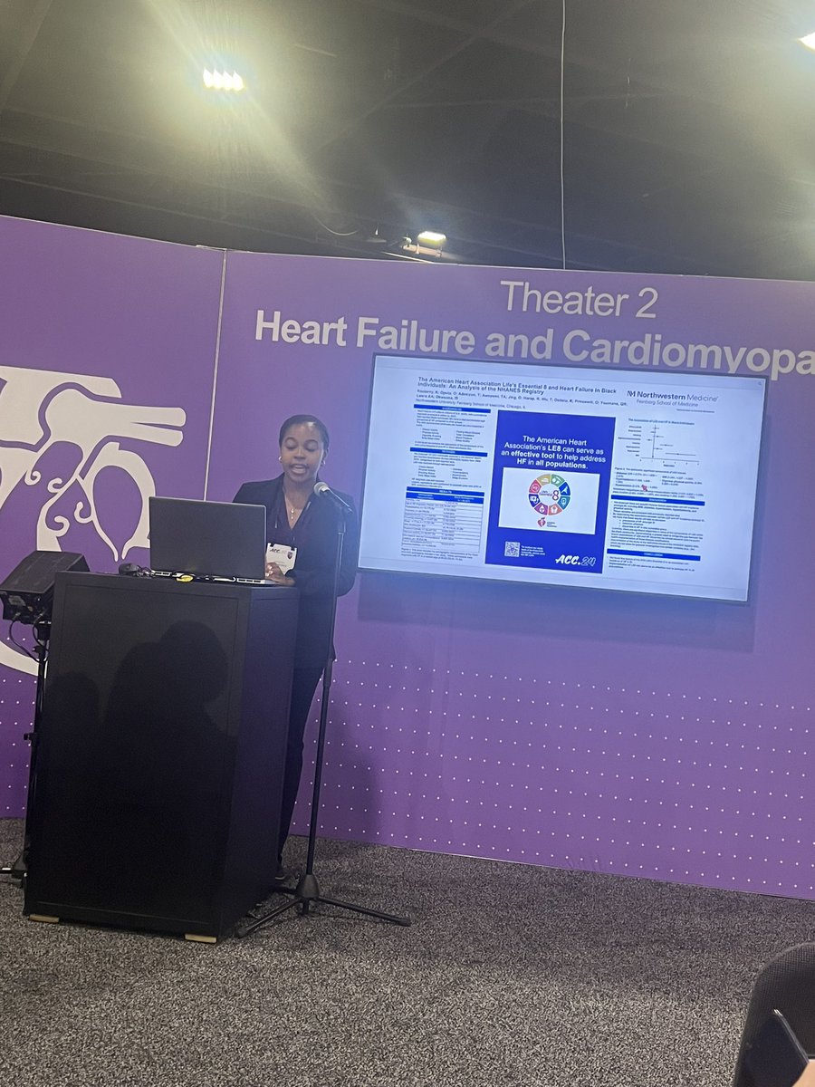 Wonderful presentation by @NUFeinbergMed first year medical student Kiersten Rasberry (@k_razzledazzle) at #ACC24 @ACCinTouch outlining for us the importance of considering #LE8 in heart failure! Great work! 👏🏾👏🏾 @NMCardioVasc #NMatACC