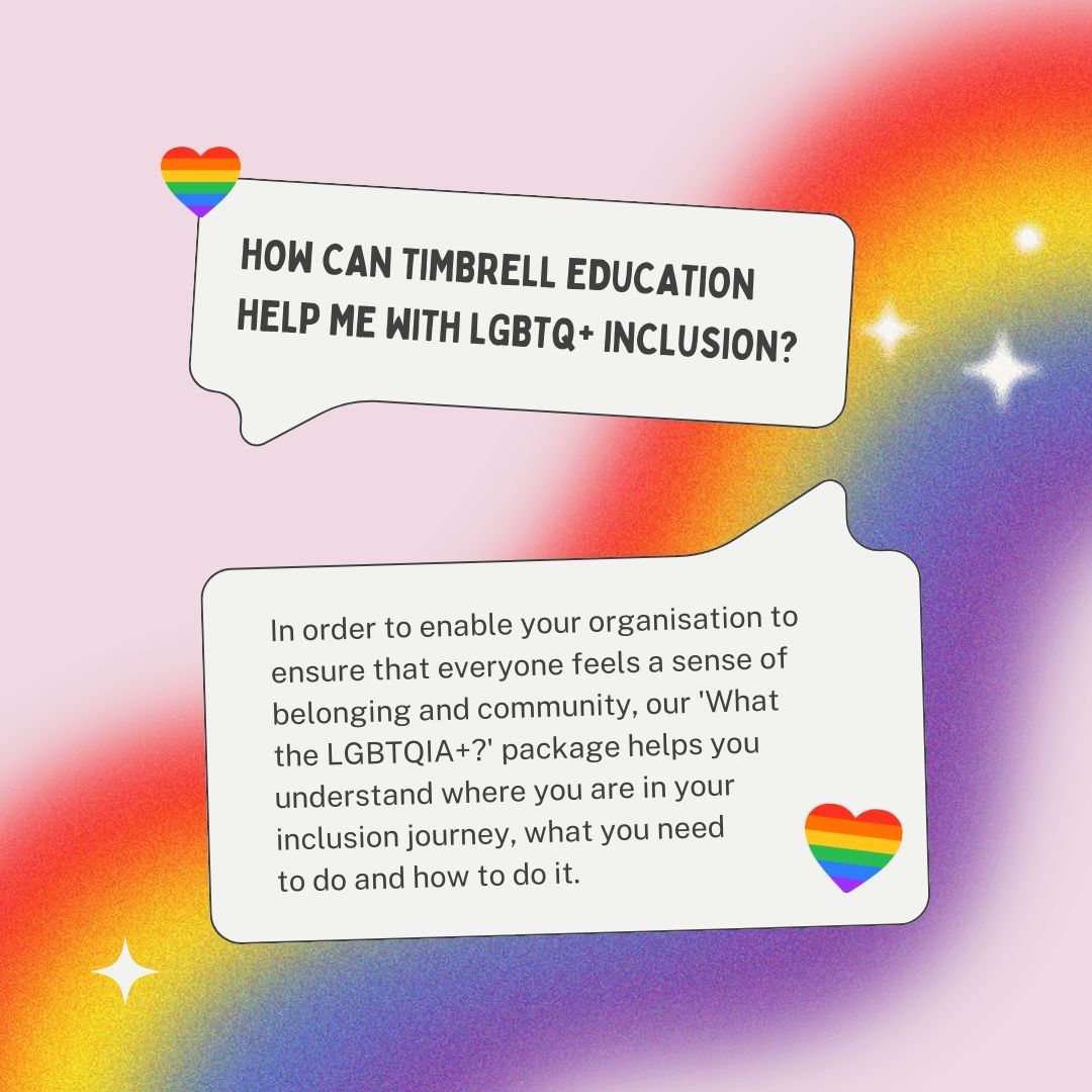 Our award winning packages can help you create a community where everyone belongs. Not sure where to start? Find out more here: timbrelleducation.com/what-the-lgbtq… #Pride #LGBTQ #LoveIsLove #PrideMonth #Equality #LGBTQIA #Pride2024 #LGBTQCommunity #PrideParade #QueerPride