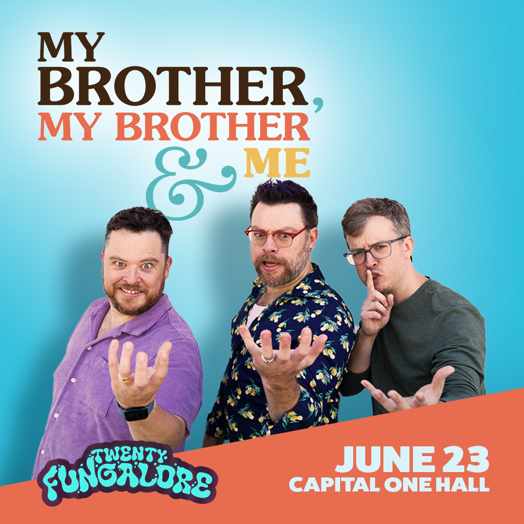 Podcasting brothers Justin, Travis, and Griffin McElroy, aka The @mcelroyfamily, are bringing their newly announced Twenty Fungalore Tour to Tysons, VA on June 23! Tickets go on sale this Friday at 10AM via Ticketmaster 🎟