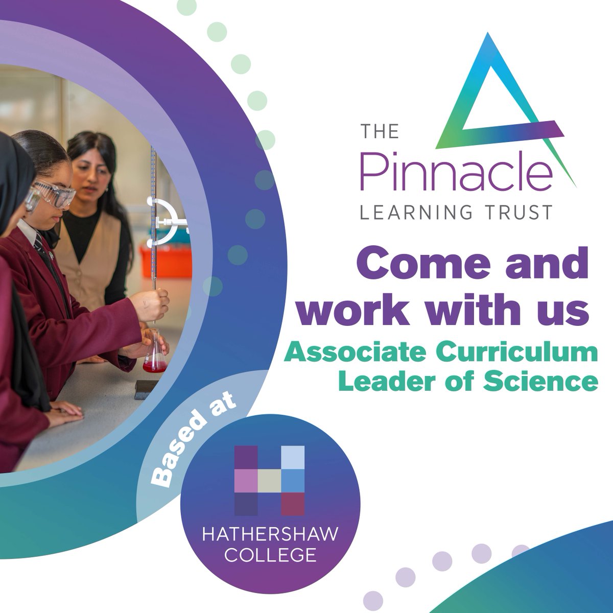 Come and work with us - Associate Curriculum Leader of Science at @HathershawC : bit.ly/3TZZcNR Closing date for applications is Friday 19th April at midday.