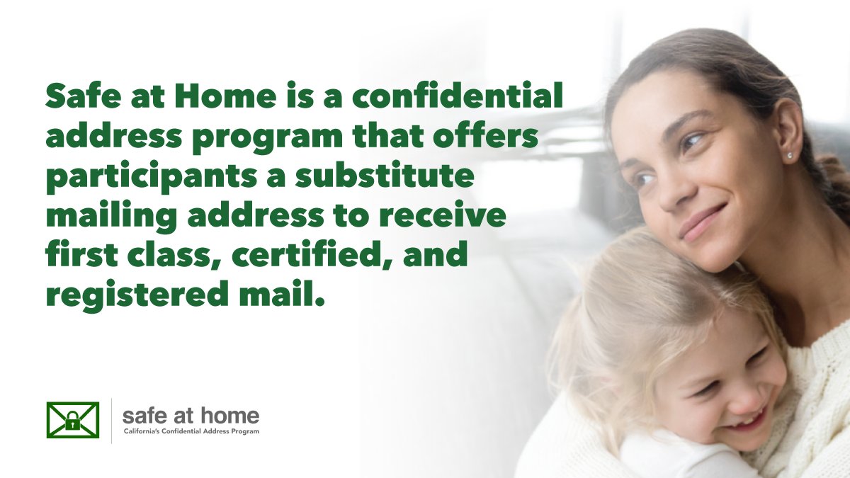 Our Safe at Home Program offers survivors of domestic violence, stalking, sexual assault, human trafficking, elder & dependent abuse, & reproductive health care workers, a substitute mailing address to receive first class, certified, & registered mail. sos.ca.gov/registries/saf…