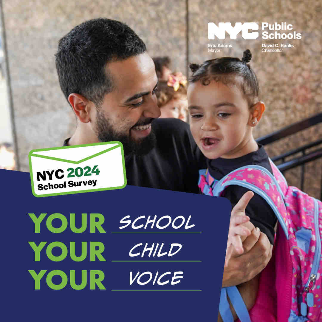 The 2024 #NYCSchoolSurvey deadline has been extended to April 19! To all families, teachers, and staff in grades 3-K through 12, and students in grades 6-12, let your voice be heard. nycschoolsurvey.org