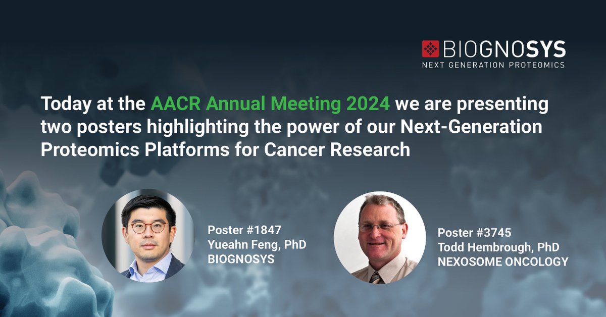Monday at #AACR2024! AM poster: #DigitalProteome™ library across 22 human tissues. PM poster with Nexosome Oncology: identifying cancer-specific EVs with #TrueDiscovery®.Visit us at booth #1745 to discuss #proteomics research. #MadeOfProteins. more: biognosys.com/conferences/aa…