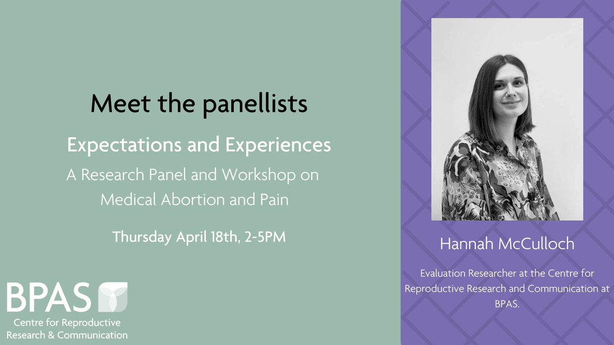 We're pleased to announce our final speaker for our pain with #EMA event next week, the @CRRC_BPAS' own @hanmcculloch! Read Hannah's blog 'Preparing patients for medical abortion pain: ongoing evaluation and service development at BPAS' now: t.ly/K6-gS (1/2)