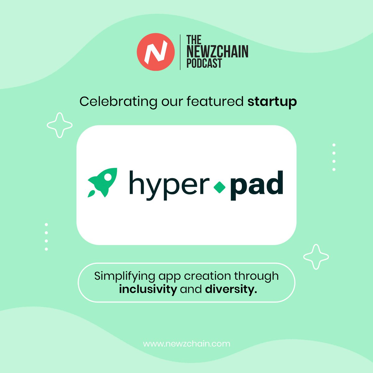 NewzchainHQ's tweet image. 🎉Celebrating our featured startup for The Newzchain Podcast: @hyperPadApp!
Simplifying app creation through inclusivity and diversity.

#hyperPad #TechStartup #NoCoding #TheNewzchainPodcast