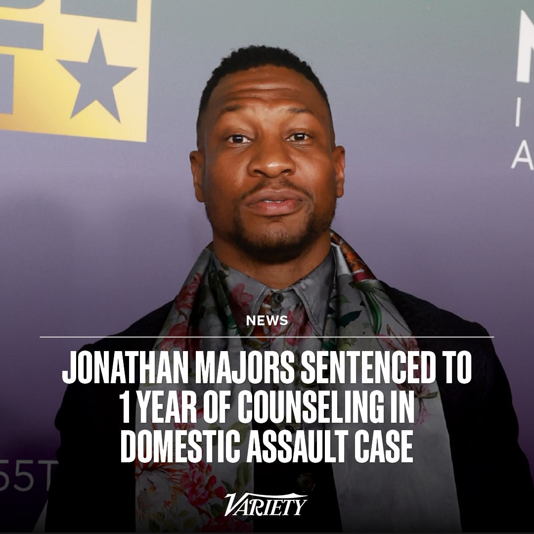 Jonathan Majors has been sentenced to one year of domestic violence counseling after being convicted last year of assaulting and harassing his ex-girlfriend, Grace Jabbari. bit.ly/49sBqOY