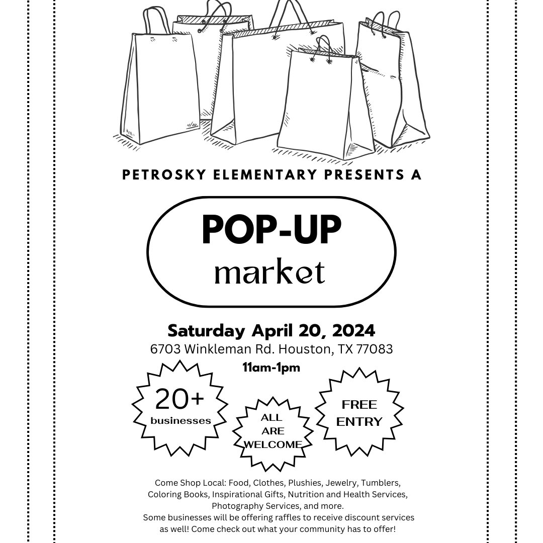 We are excited to host a Pop-Up Market at Petrosky Elementary! Our Pop-Up will take place on Saturday, April 20, 11 am-1 pm. Come shop over 20 local vendors! @PetroskyPirates #shoplocal #AliefbyChoice