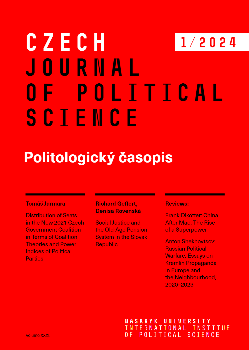 ICYMI - What´s inside the 1/2024? 
1) A closer look at the current 🇨🇿 Chamber of Deputies 
2) Analysis of social justice perception among voters in 🇸🇰 
3) A healthy dose of reviews - books on 🇷🇺 and 🇨🇳 
4) We have a new design! How do you like it? 😉
czechpolsci.eu