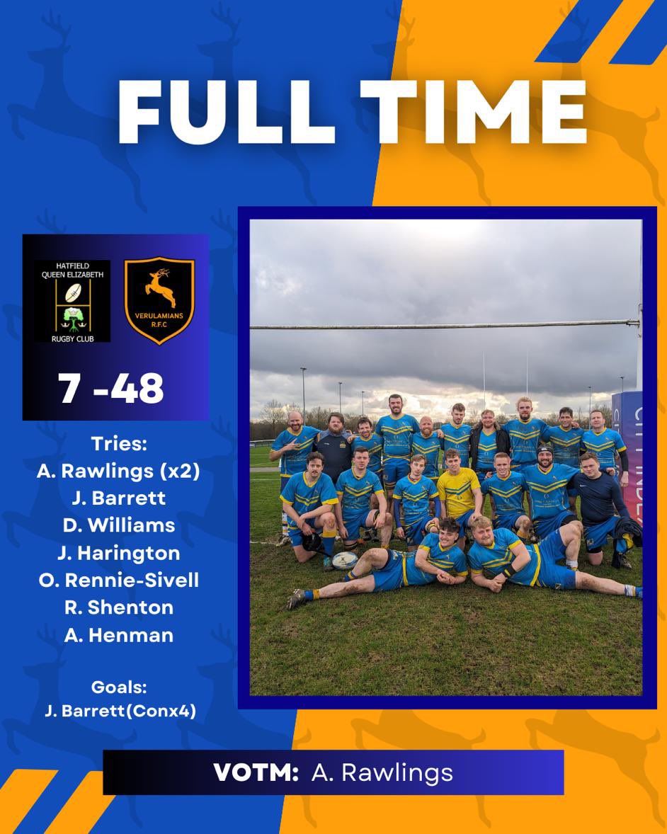 🚨 𝐅𝐮𝐥𝐥 𝐓𝐢𝐦𝐞 𝐑𝐞𝐬𝐮𝐥𝐭🚨 Our 2nd XV got their cup campaign off to a great start with an impressive showing against @HatfieldQEII We now have a double header at home this Saturday so stay tuned for the team posts! #UpTheVees 🔵🟡 #Oneclub #playtogetherstaytogether
