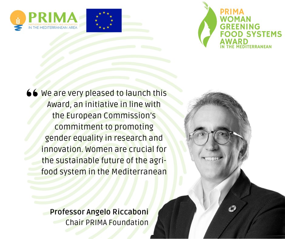 🌱🏆PRIMA #Woman #Greening #FoodSystems in the Med Award 🏆🌱 Are you a woman leader driving change in the Mediterranean Region's food systems? Apply now: bit.ly/3IuuUMG @AngeloRiccaboni @primaitaly @SantachiaraLab