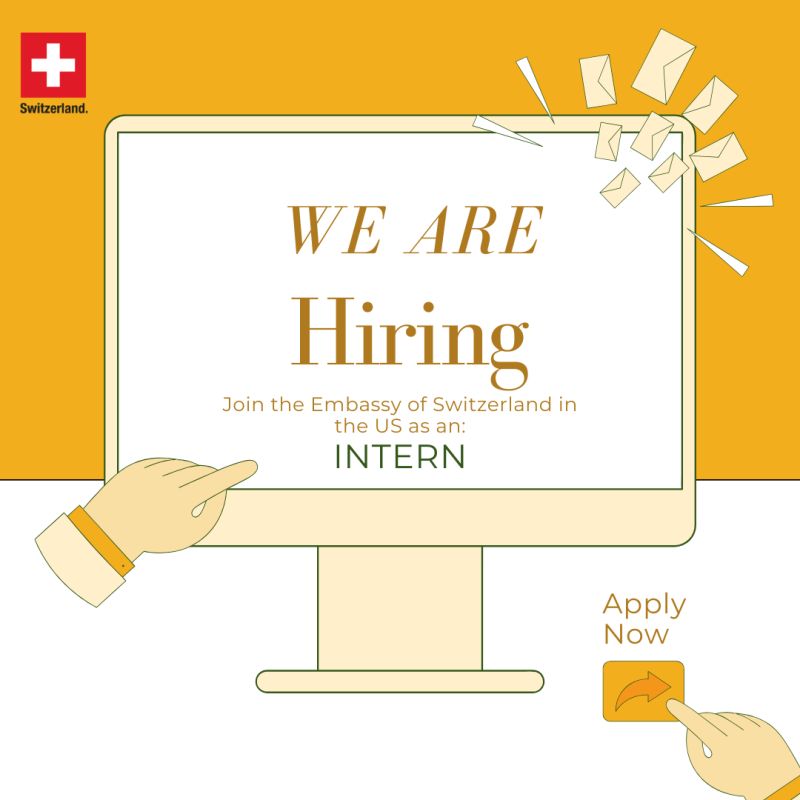 The deadline for our upcoming #internship program is around the corner. Apply for internships across various sections at the Embassy. Experience the world of diplomacy and explore Swiss-US ties. 🇨🇭🇺🇸📚 Apply now: bit.ly/44Tc76p