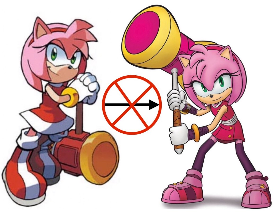 In his 3/29/24 BumbleKast Mini!, lan Flynn said he’s not fond of Modern #AmyRose’s design & wants to give her Boom Amy’s design as the standard. But he can’t b/c he has no authority to set standards & #Sonic Team wants no materials from #SonicBoom brought into their game canon.