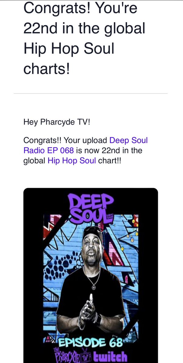 Check out @DeepSoulRadio on @mixcloud / PharcydeTV