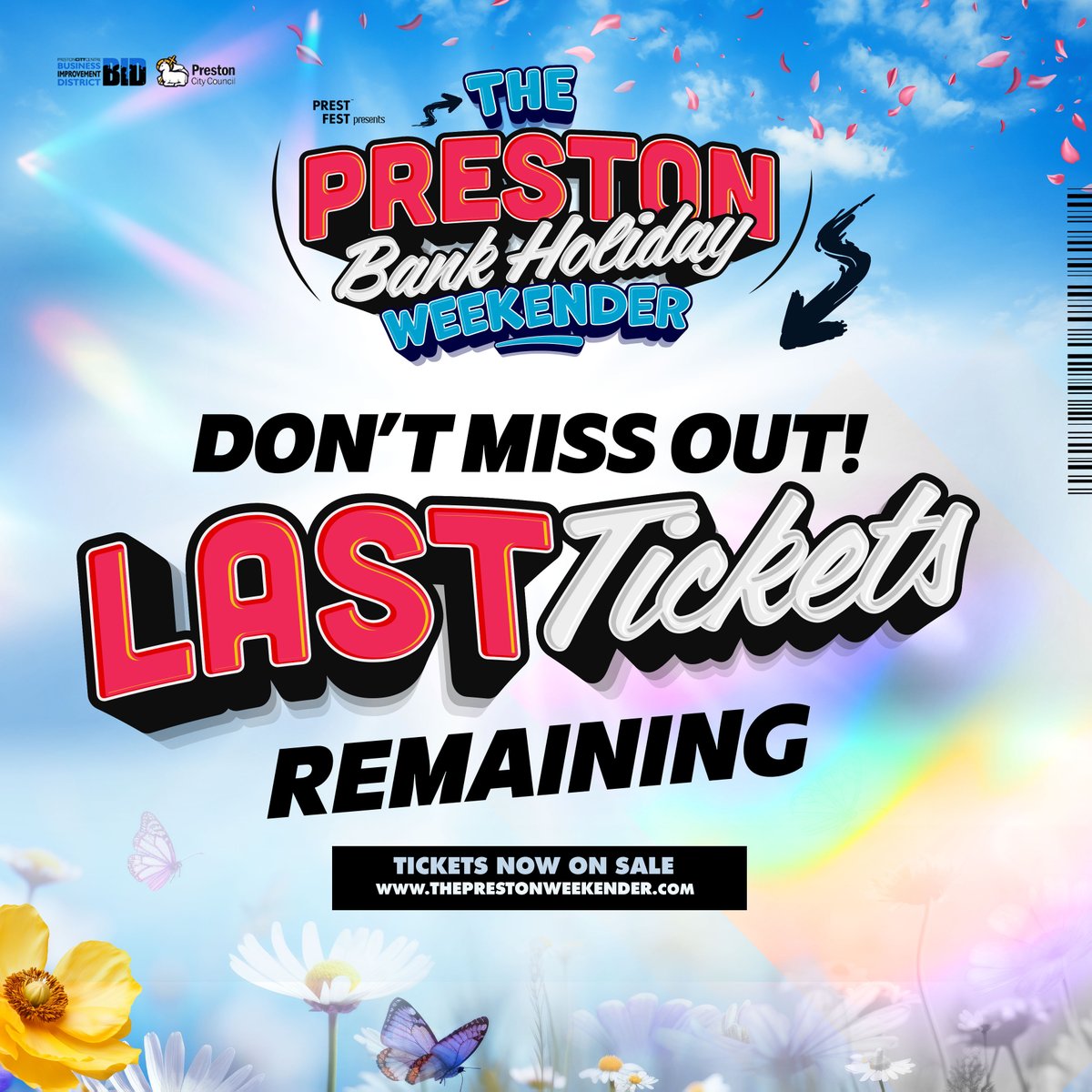 Ooooh heck, we're running low... 👀 LAST release tickets are now on sale for the #Preston Bank Holiday Weekender! Get yours now, and join us for an unmissable weekend of music, right in the heart of the city centre. Don't delay, get yourself in: ThePrestonWeekender.com
