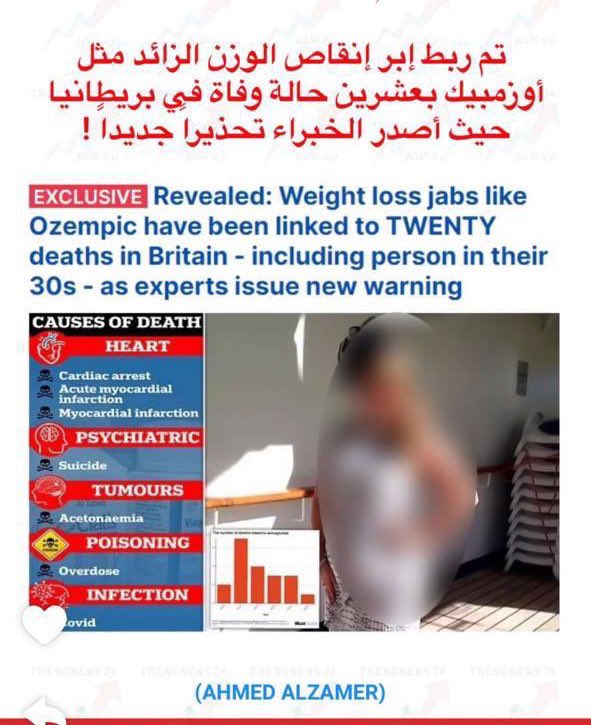 مثل هذه المقالات الصحفية لا ينبغي ان تسبب كل هذا الذعر من ادوية انقاص الوزن
١. المقالة تذكر حالات فردية لحالات وفاة لاشخاص كانت علاجات انقاص الوزن واحدة من أدويتهم التي لا نعلم عنها شيئا 

٢. لم تذكر المقالة اي معلومة عن التاريخ الطبي لهؤلاء المرضى..