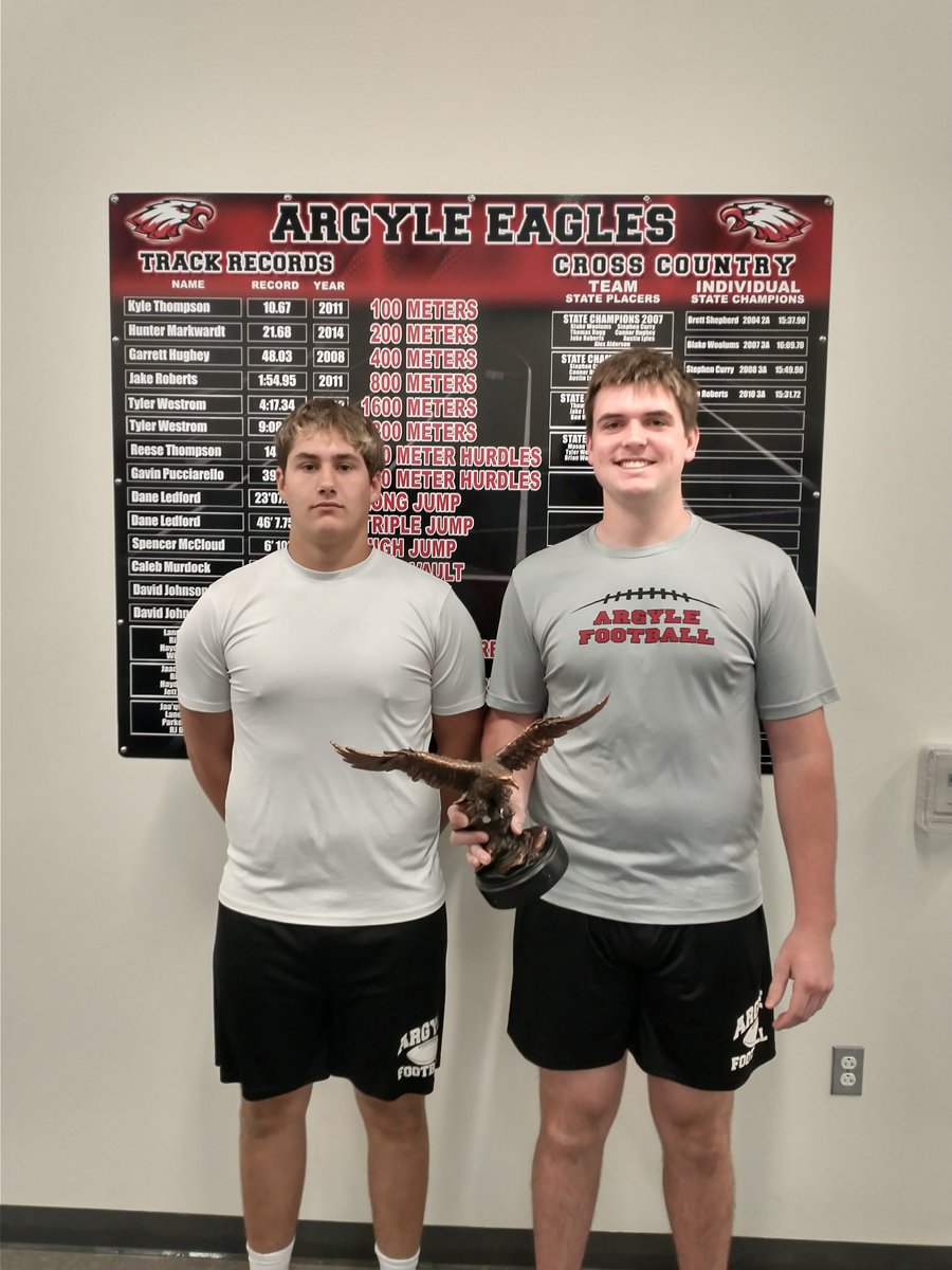 Argyle Men's Track & Field (@argyletf) on Twitter photo The Eagles of the Week for the District Championship meet are <a href="/WestonChaney64/">Weston Chaney</a> and <a href="/tanner_kain/">Tanner Kain</a>! Both threw personal bests as they qualified for the Area Championship! The Eagles of the Week for the District Championship meet are <a href="/WestonChaney64/">Weston Chaney</a> and <a href="/tanner_kain/">Tanner Kain</a>! Both threw personal bests as they qualified for the Area Championship!