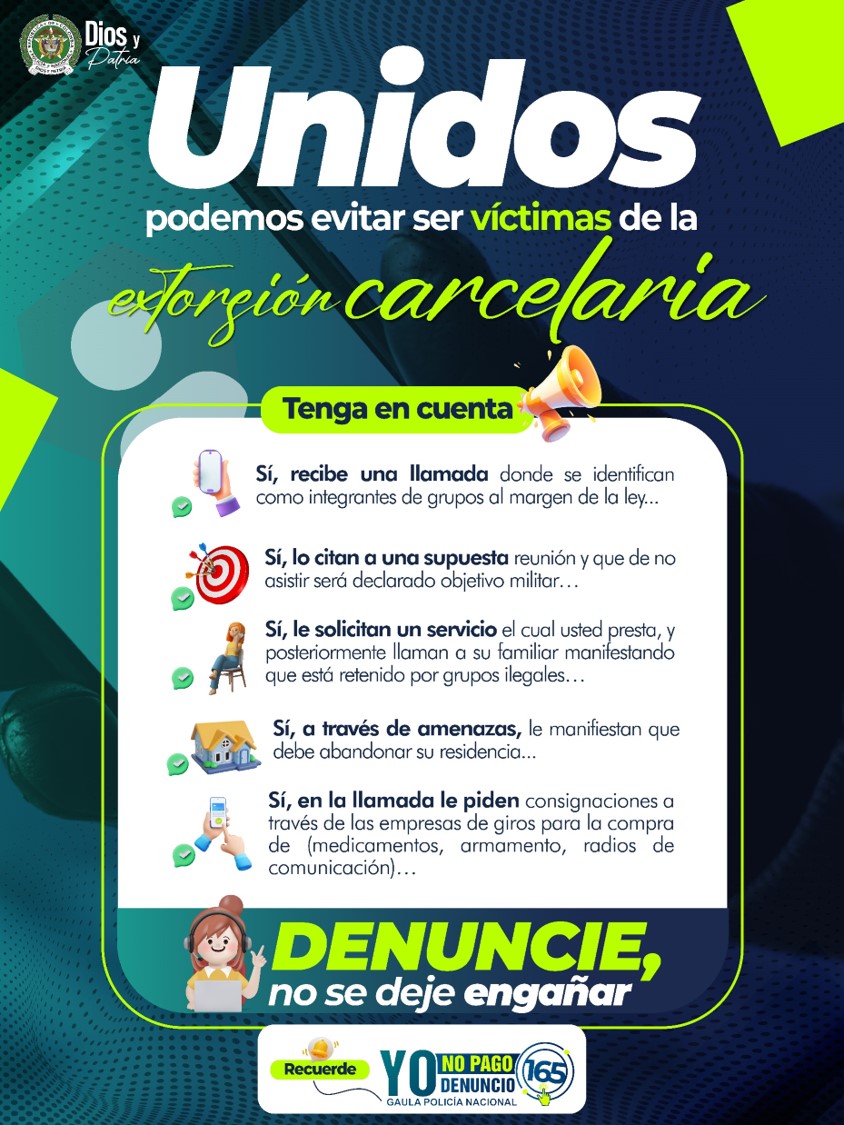 Combatir el secuestro y la extorsión es un trabajo que va de la mano con la ciudadanía, no dude hacer su denuncia en la #Línea165, este es el punto de partida para desplegar labores investigativas y poder llegar a identificar los actores criminales. #YoNoPagoYoDenuncio