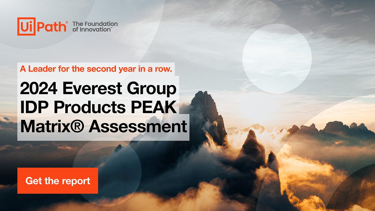 ypmy's tweet photo. Harness the power of both #GenerativeAI &amp; #SpecializedAI with @UiPath Document Understanding. 🗎 Learn why they're a Leader in the @EverestGroup #IDP Products PEAK Matrix® Assessment 2024: https://t.co/Y9LQfmtzXm https://t.co/ILt0Xn5fZk