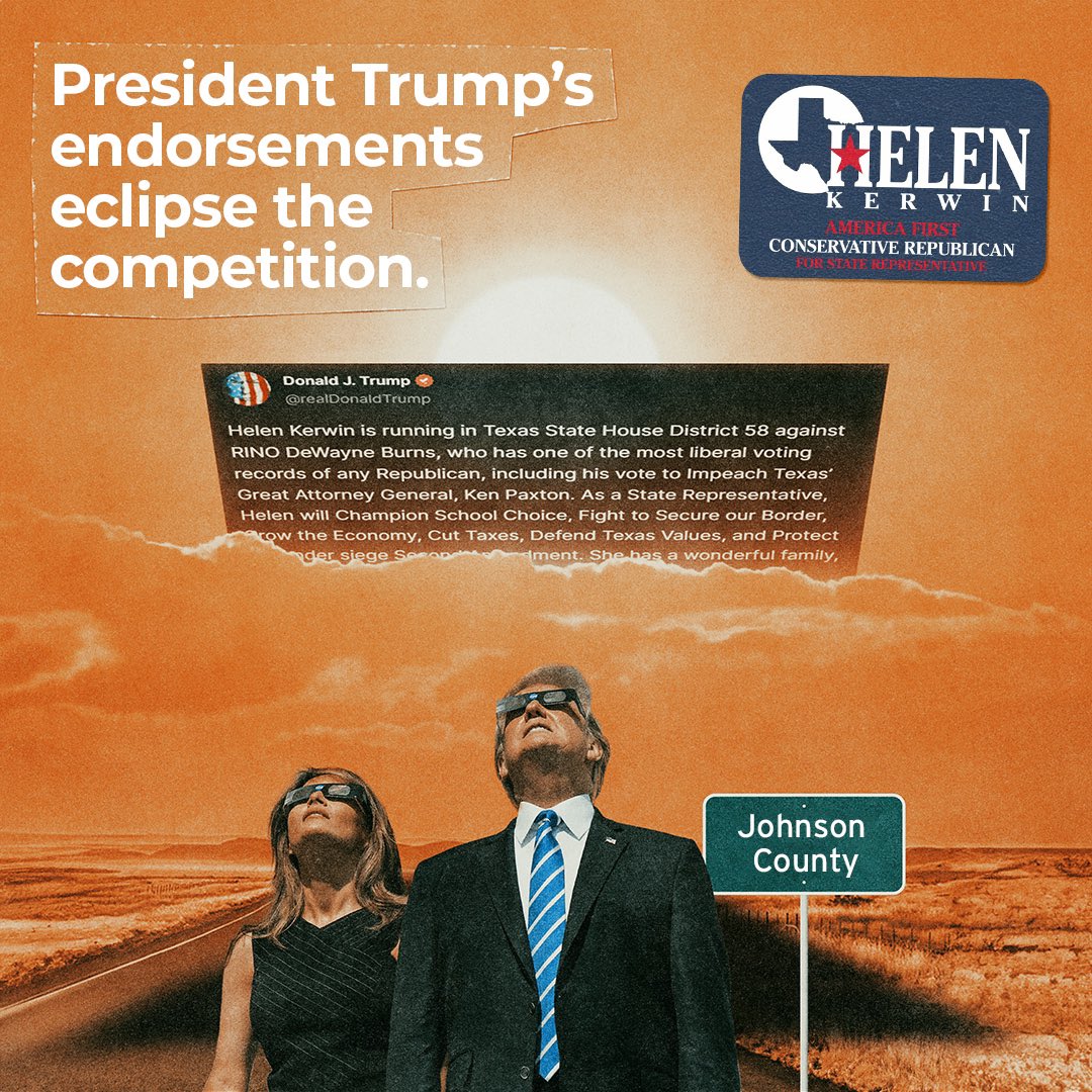 TEXANS: Let’s eclipse the competition and shine bright at the polls in 50 days! 😎💫#txlege #Eclipse2024 #TeamHelen