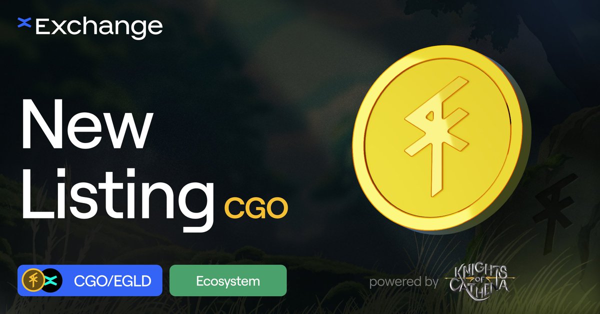 xExchangeApp's tweet photo. The xExchange gaming ecosystem is expanding with a new title.

@CathenaKnights is a constant top presence in terms of daily smart contract interactions. Its native token, $CGO, is now listed in the Ecosystem section.

💱 Swaps &amp; adding liquidity LIVE

https://t.co/QnvjyZrg27 https://t.co/95rJm49EHW