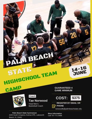 Palm Beach State Team Camp is BACK!! June 14-16, 2024 Cost $375 4 Game guarantee For more info contact @PBSCoachNorwood @Rangeman_Films @rmfmagazine @FutureDraftStyl @darealmellymel_ @PBSCPanthers @kid_odjo