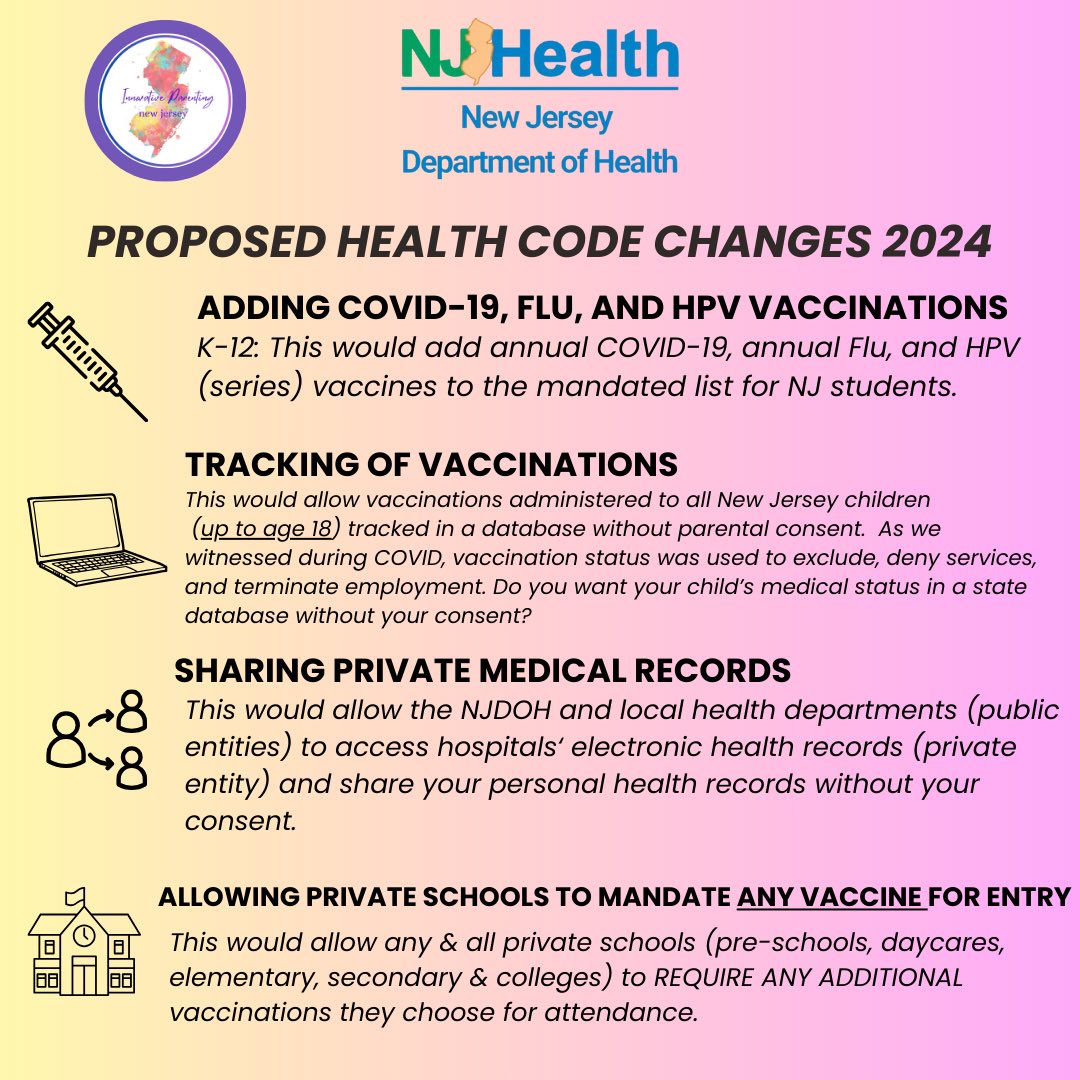 Join us tonight at 8PM to discuss the “Proposed Code Changes” being suggested by the NJDOH Public Health Council & how to take action! Set REMINDER: twitter.com/i/spaces/1OdKr… #njinsanity #ipanj